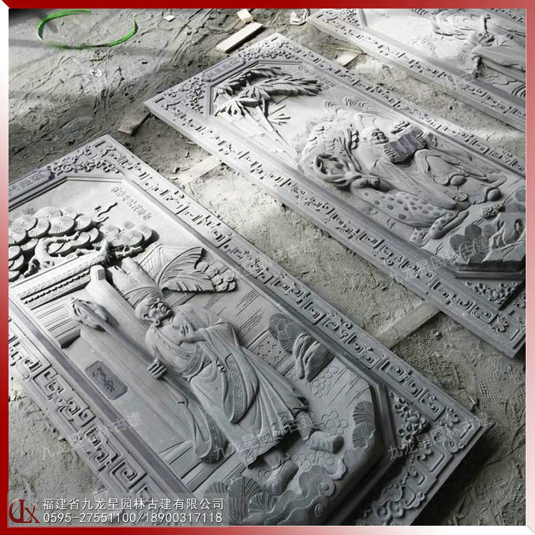 石雕十八羅漢浮雕