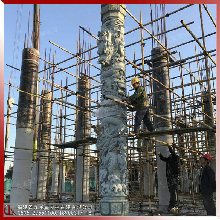 石雕龍柱安裝圖片