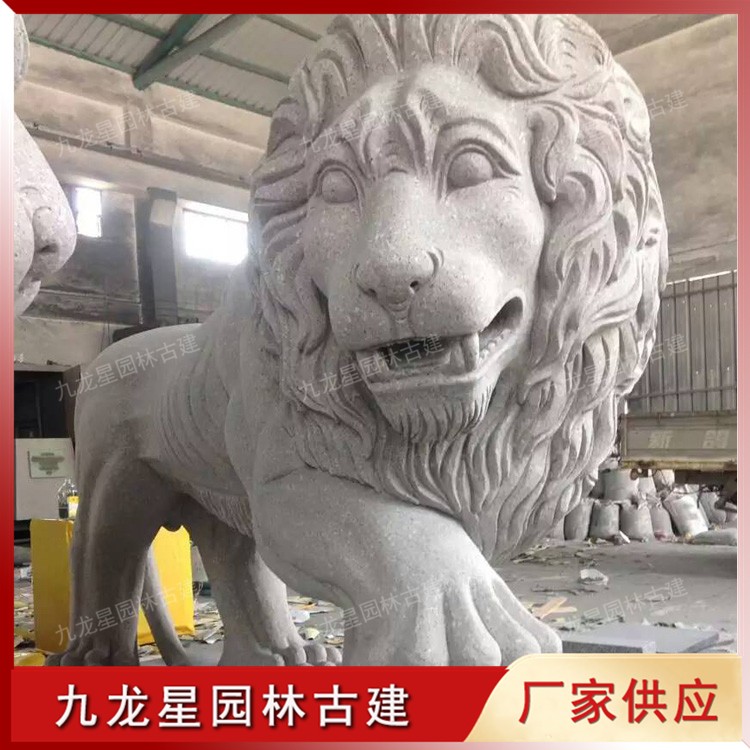 大理石歐式石獅子圖片