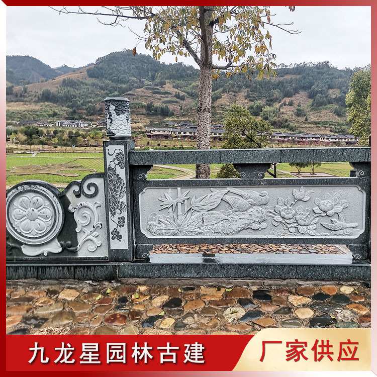 花鳥浮雕石雕欄桿圖片